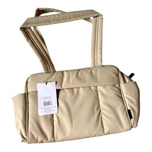 CALPAK Luka Mini Duffel Bag Oatmeal Beige NWT Puffy Travel Gym